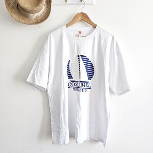 Vintage 90s Cozumel Mexico Caribe Graphic Tee White Sailboat T-Shirt Tee XL USA